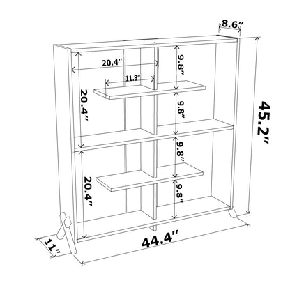Walnut Wood Etagere - 6 Shelf Display Bookshelf for Living Room