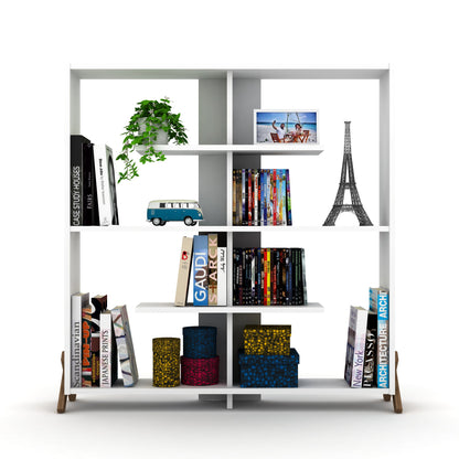 Walnut Wood Etagere - 6 Shelf Display Bookshelf for Living Room