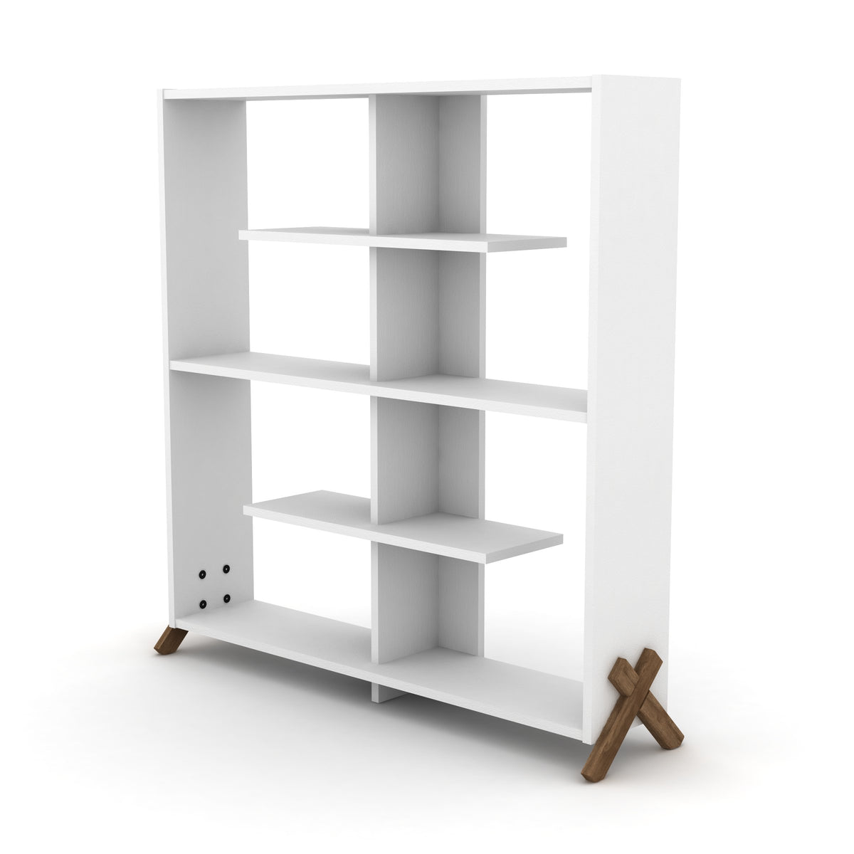 Walnut Wood Etagere - 6 Shelf Display Bookshelf for Living Room