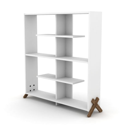Walnut Wood Etagere - 6 Shelf Display Bookshelf for Living Room
