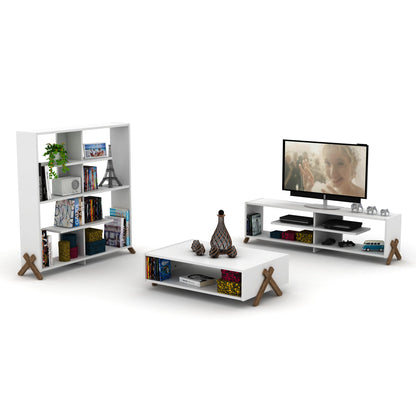 Walnut Wood Etagere - 6 Shelf Display Bookshelf for Living Room