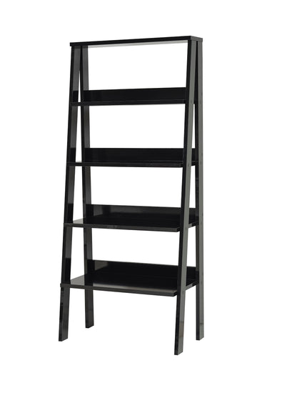 Solid Wood Black Bookshelf with 5 Shelves for Modern Living Room Storage