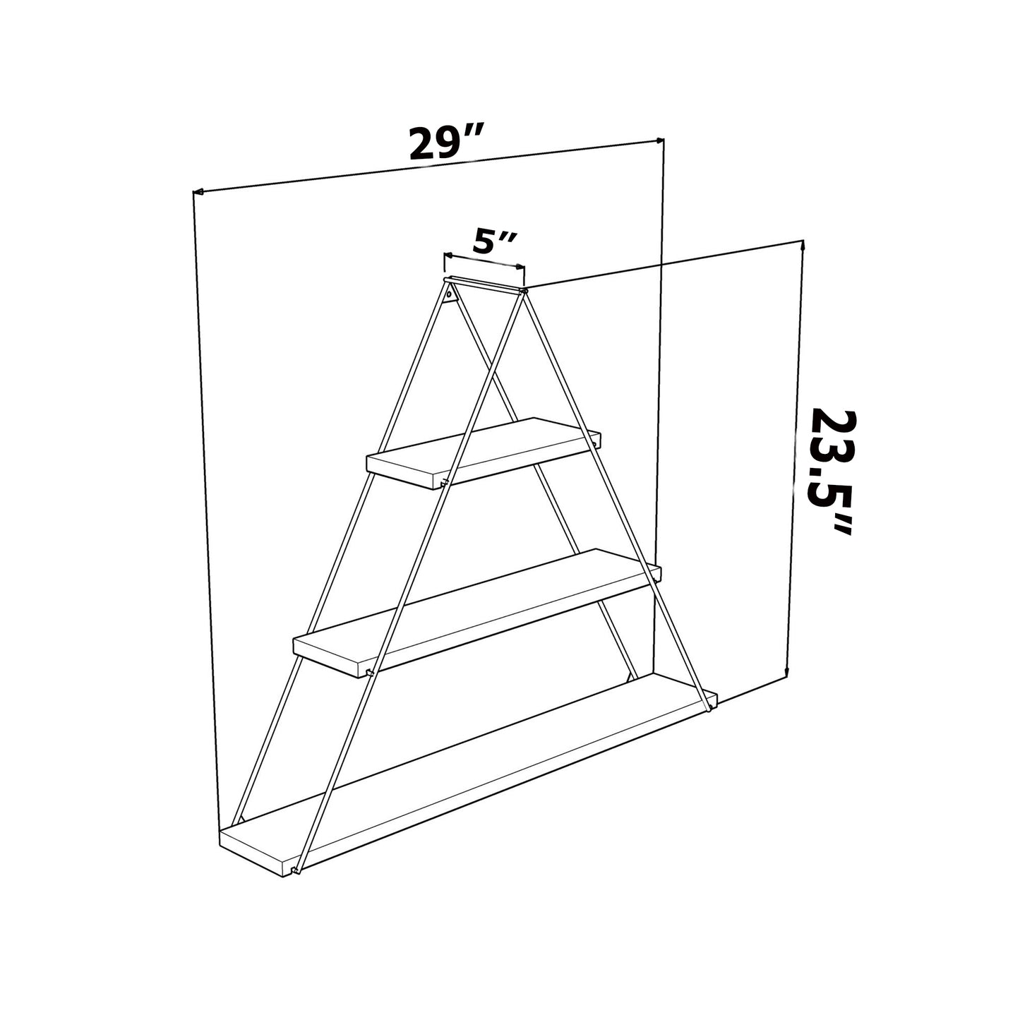 Oak Solid Wood Floating Shelf - 5.00 x 29.00 x 23.00 for Living Room