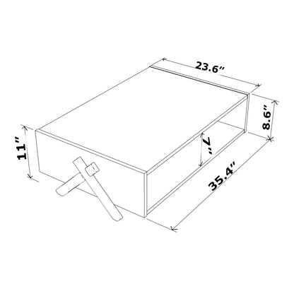 Walnut Wood Coffee Table with Shelves - 23" x 35"