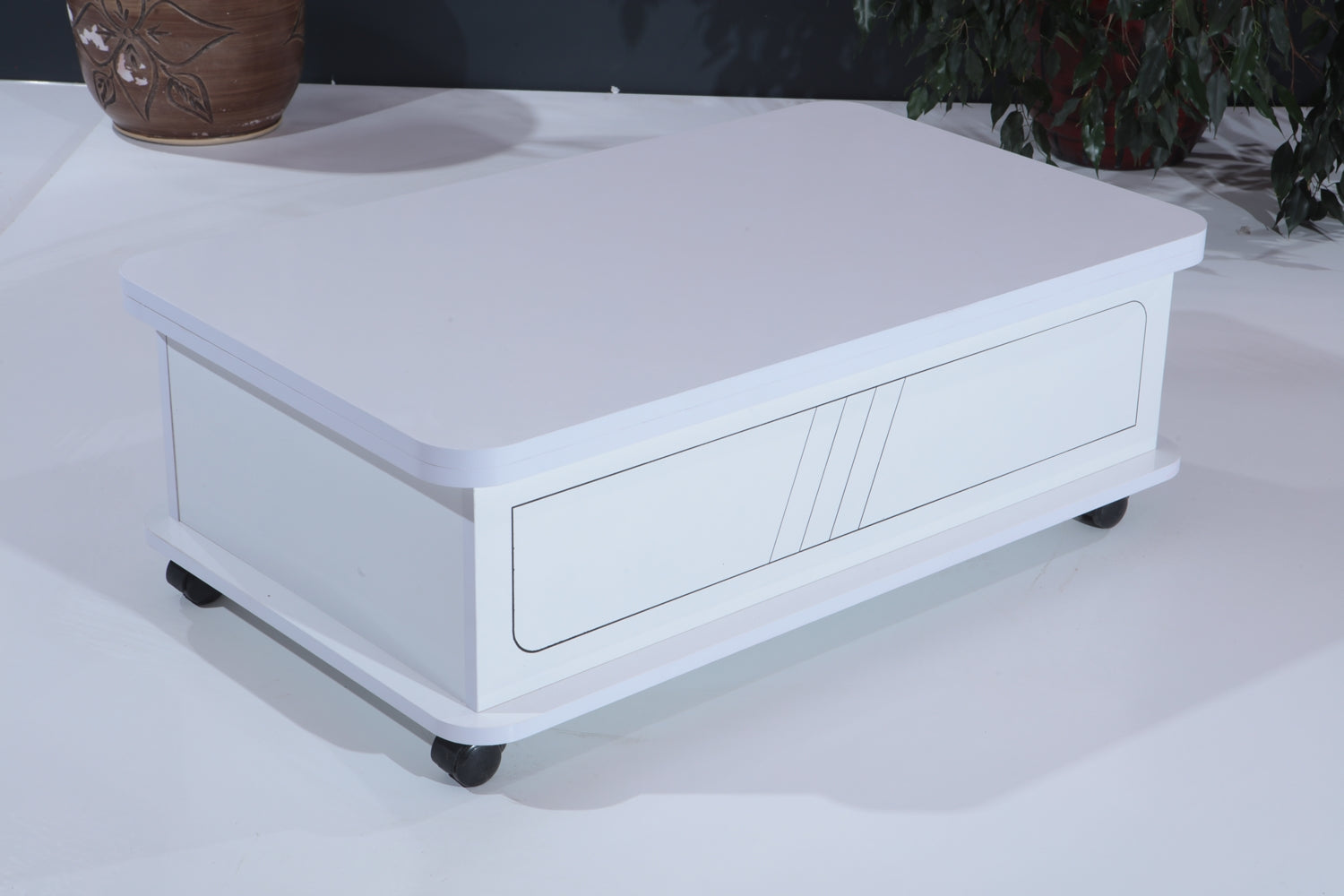 Rio Smart Coffee Table For Living Room, Adjustable Height Coffee Table, 1003 White