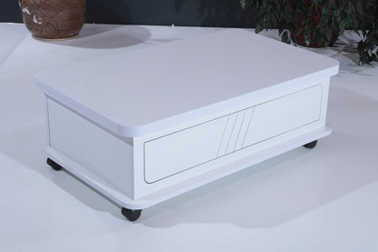 Rio Smart Coffee Table For Living Room, Adjustable Height Coffee Table, 1003 White