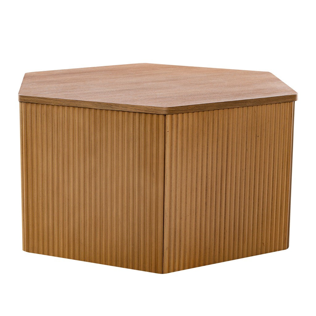 Natural Wood Hexagon Coffee Table - 34" Accent Table for Living Room