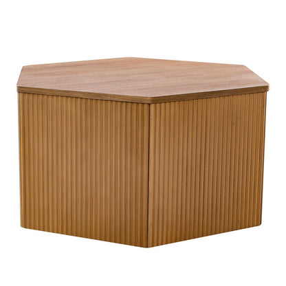 Natural Wood Hexagon Coffee Table - 34" Accent Table for Living Room