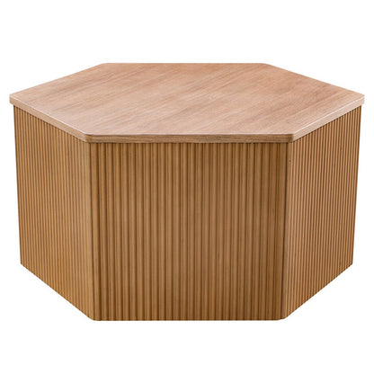 Natural Wood Hexagon Coffee Table - 34" Accent Table for Living Room