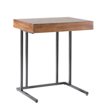 Pecan Wood Nightstand Table with Storage Drawers for Living Room