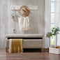 Light Grey Polyester Storage Bench with Tufted Top for Living Room