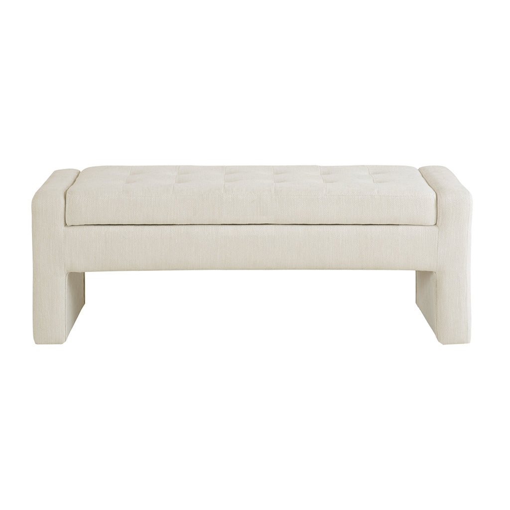 Cream Polyester Storage Bench - 50.5" x 18.5"