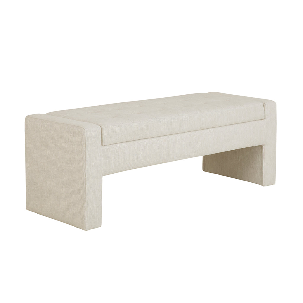 Cream Polyester Storage Bench - 50.5" x 18.5"