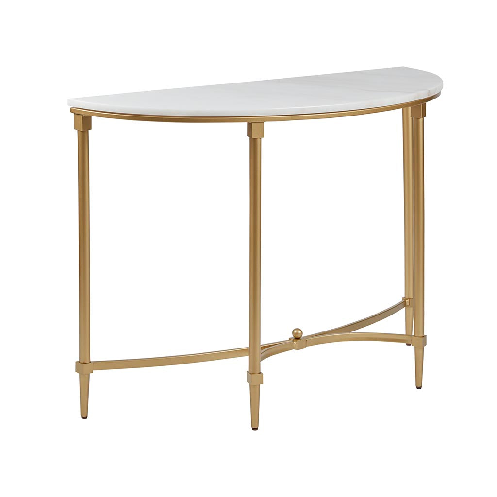 White Gold Wood Console Table - 42.5" Dining Table for Living Room