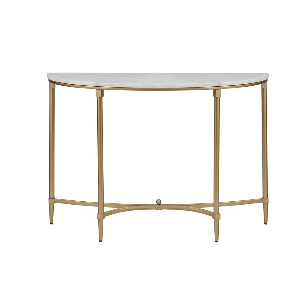 White Gold Wood Console Table - 42.5" Dining Table for Living Room