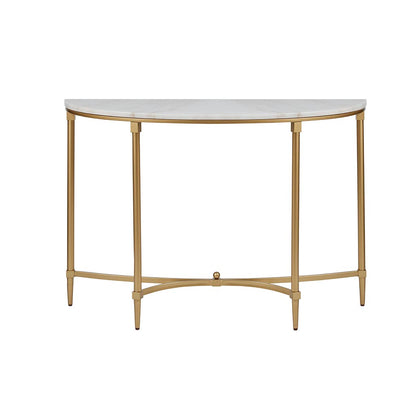 White Gold Wood Console Table - 42.5" Dining Table for Living Room