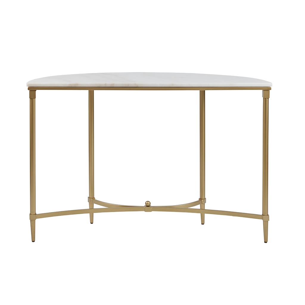 White Gold Wood Console Table - 42.5" Dining Table for Living Room