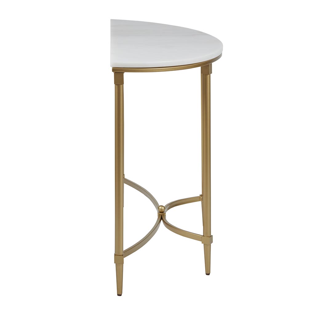 White Gold Wood Console Table - 42.5" Dining Table for Living Room