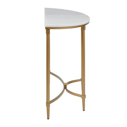 White Gold Wood Console Table - 42.5" Dining Table for Living Room
