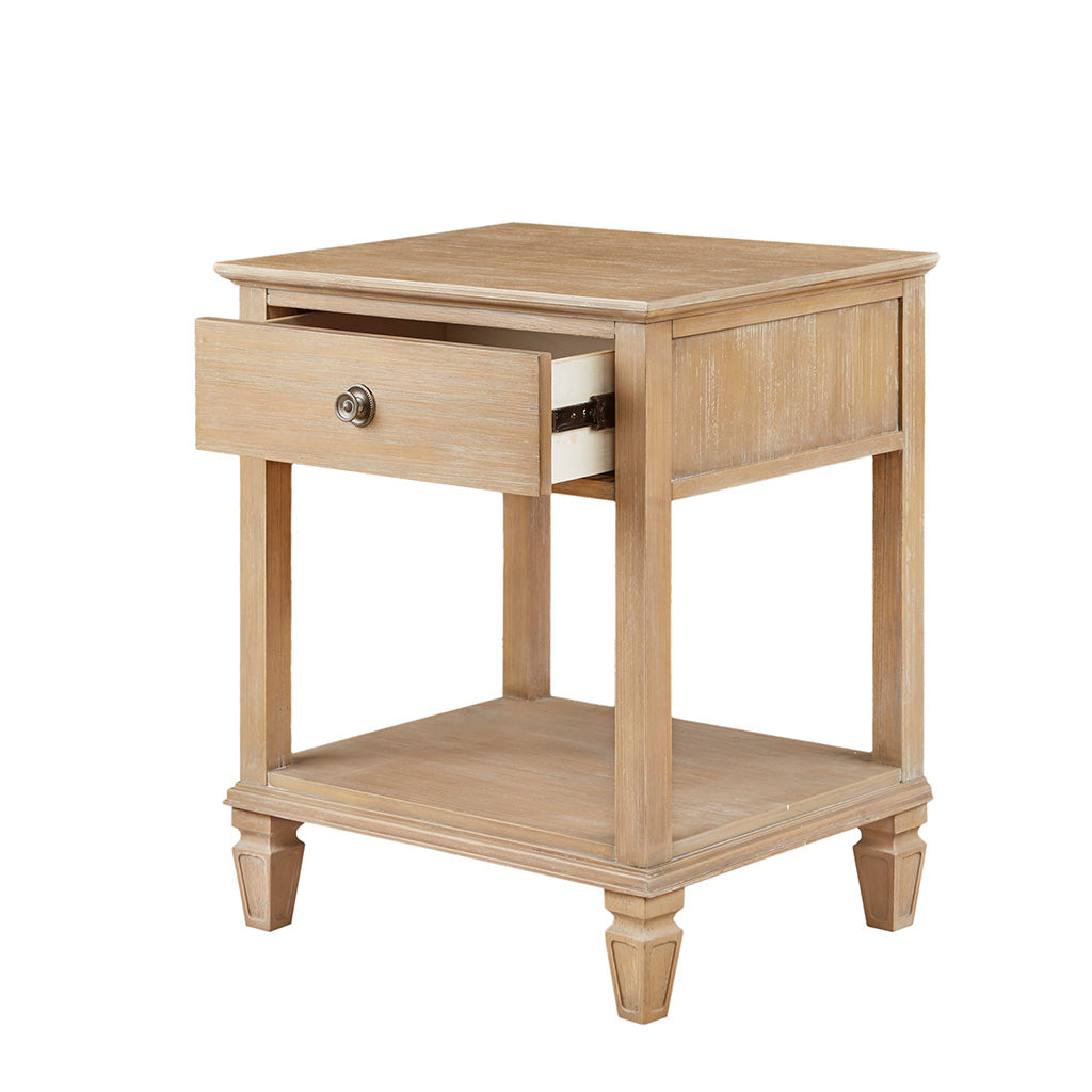 Light Natural Wood Bedside Table with Drawer