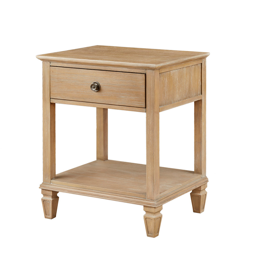 Light Natural Wood Bedside Table with Drawer