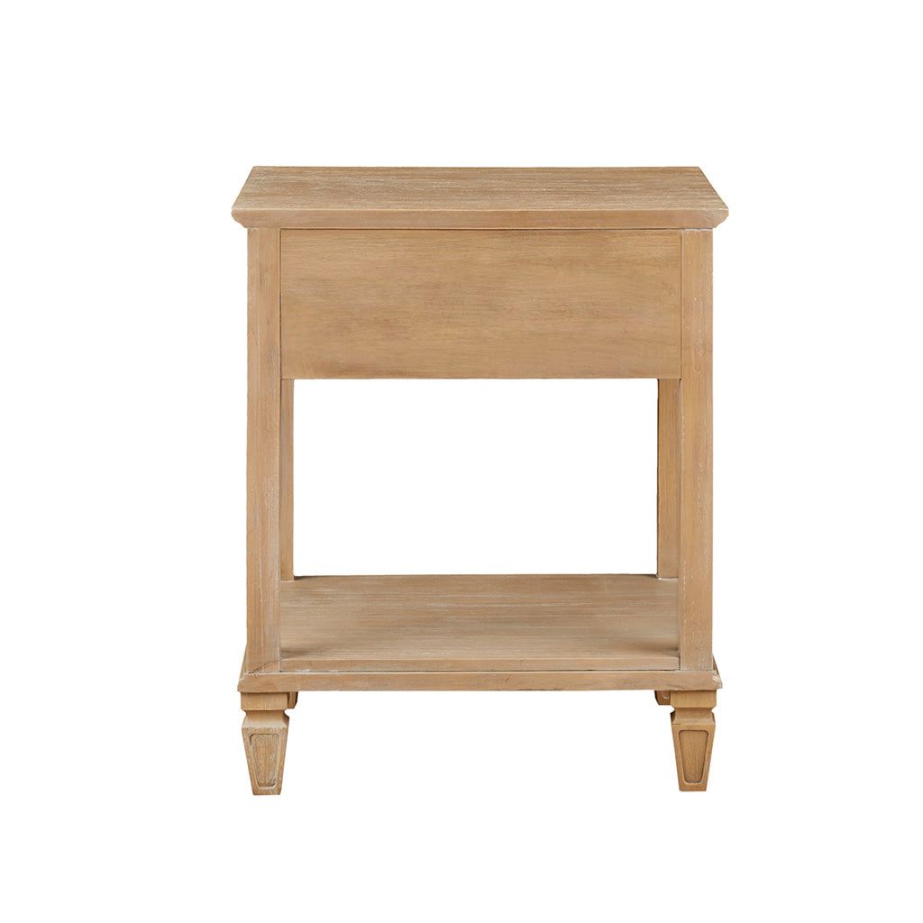 Light Natural Wood Bedside Table with Drawer