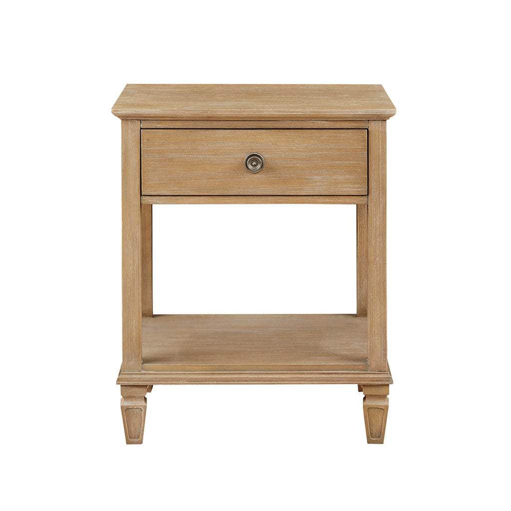 Light Natural Wood Bedside Table with Drawer