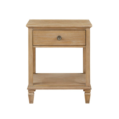 Light Natural Wood Bedside Table with Drawer