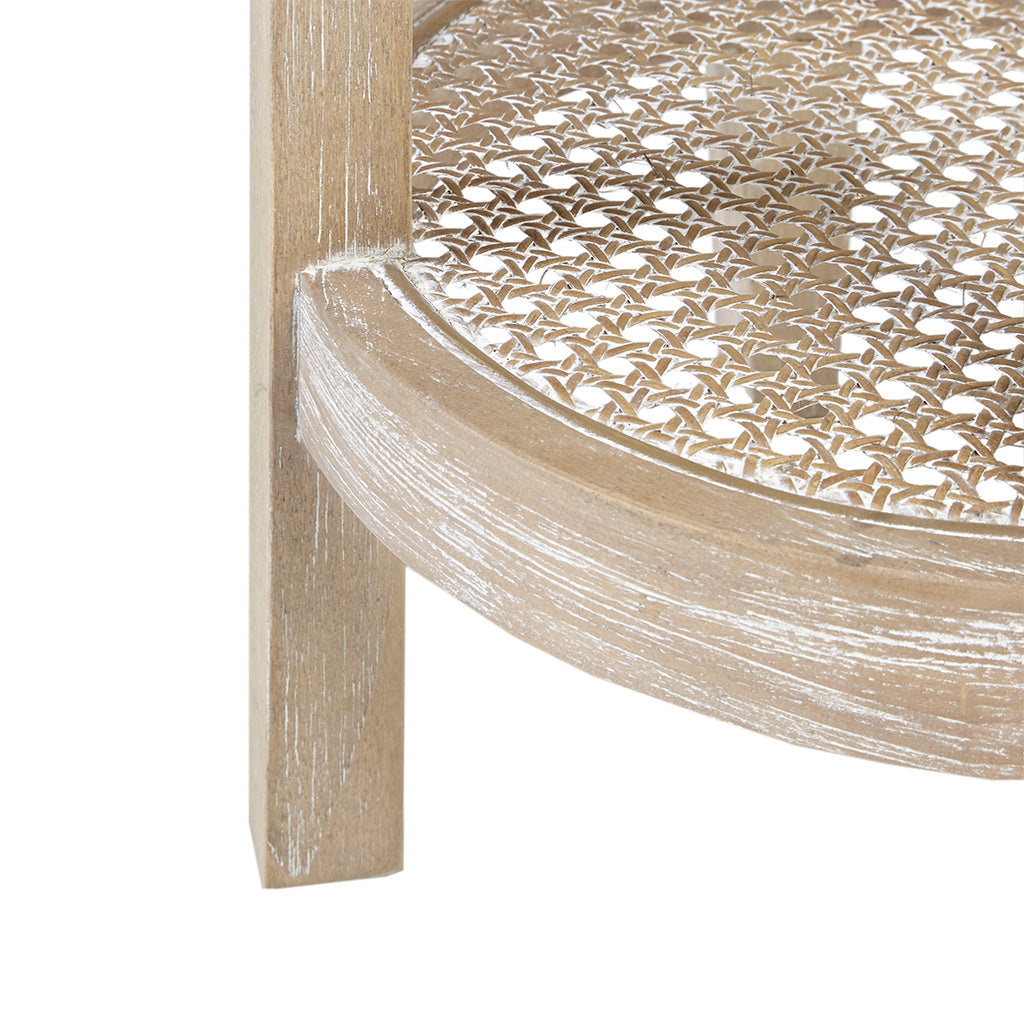 Reclaimed Wheat Wood Accent Table - 15 Inch Diameter for Living Room