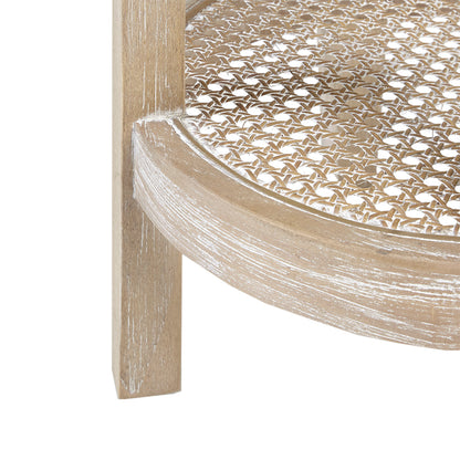 Reclaimed Wheat Wood Accent Table - 15 Inch Diameter for Living Room