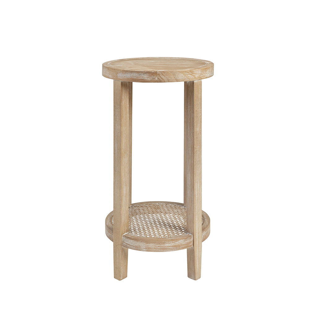 Reclaimed Wheat Wood Accent Table - 15 Inch Diameter for Living Room