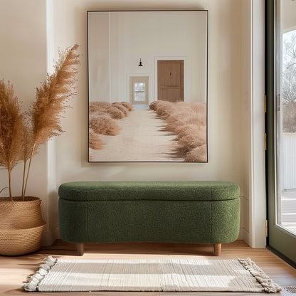 Boucle Flip Top Storage Bench Green See below