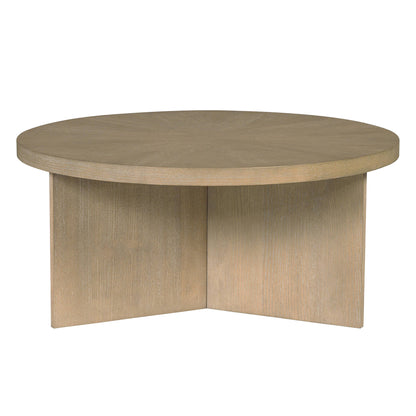 36 Round Natural MDF Coffee Table - Reclaimed Greige for Living Room