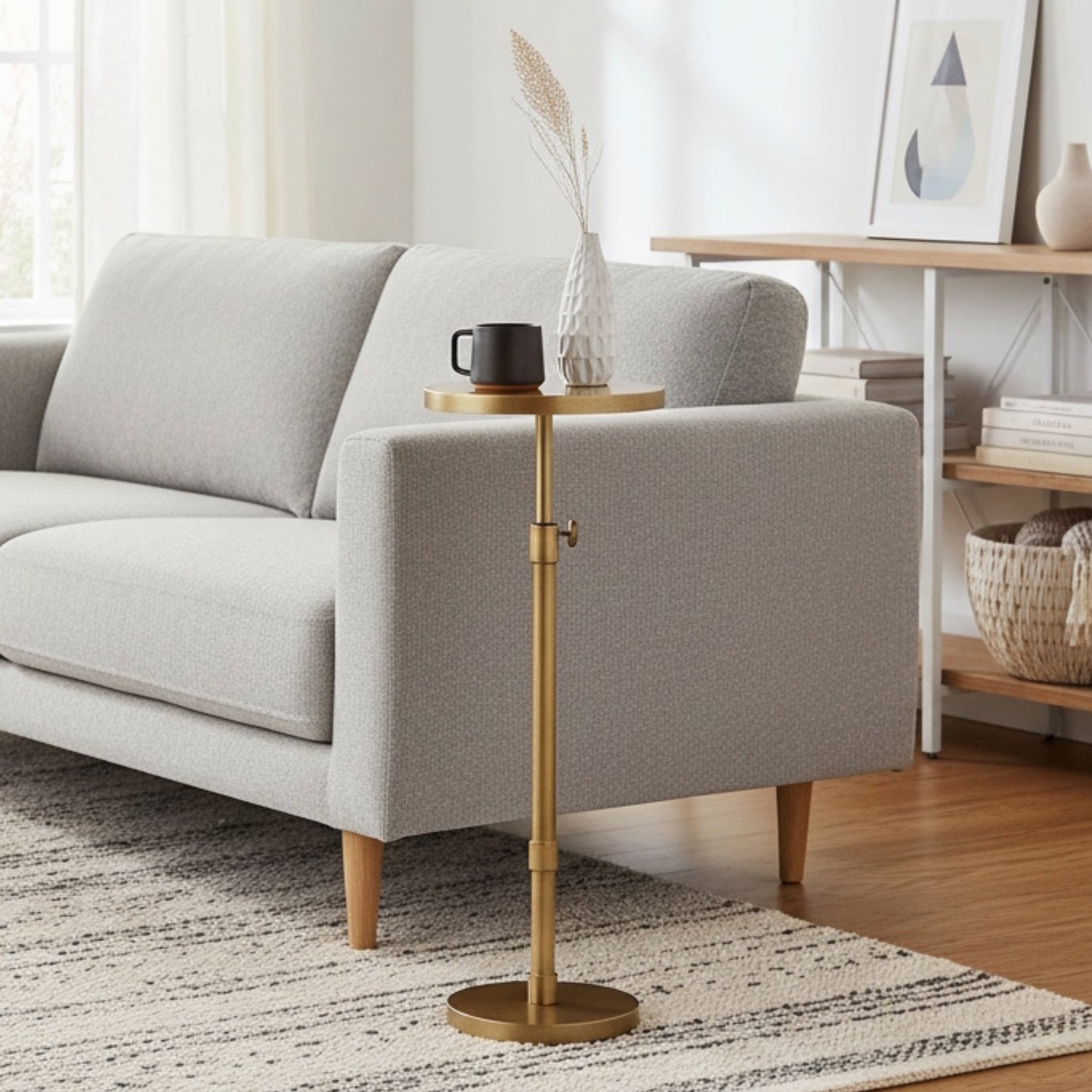 Morven Antique Brass Adjustable Height Accent Table