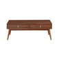 2 Drawer Wooden Coffee Table with Splayed Legs, Walnut Brown