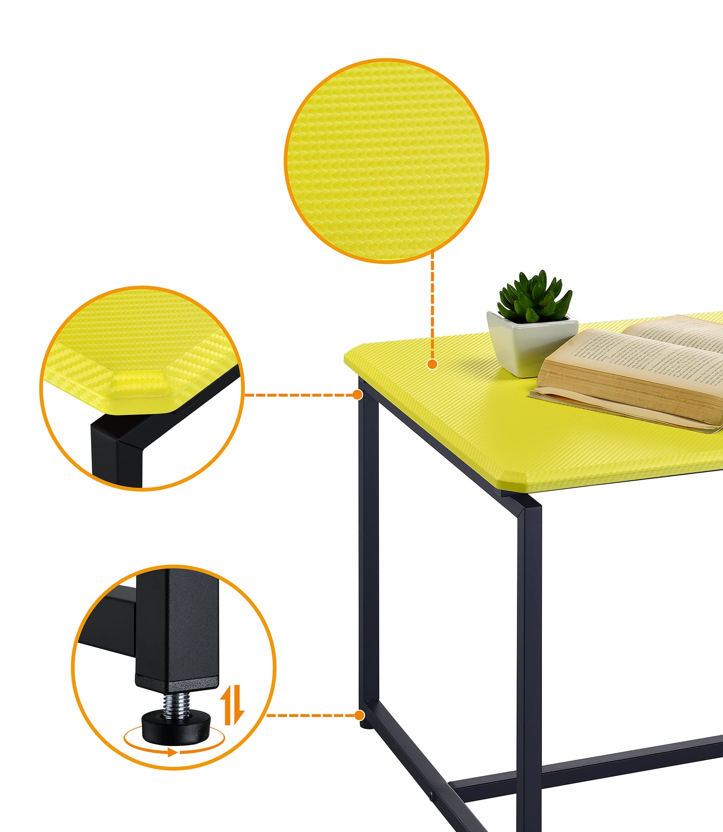 Yellow Carbon Fiber Coffee Table Set - 3 Piece