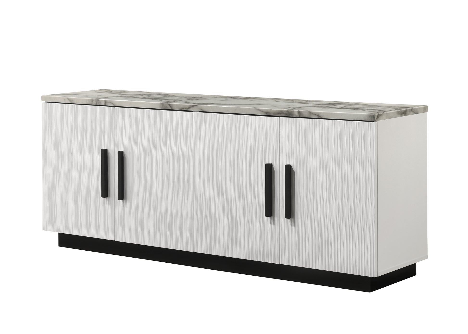 Matilda 63" White Cabinet Console Table with White Faux Marble Top