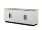 Matilda 63" White Cabinet Console Table with White Faux Marble Top