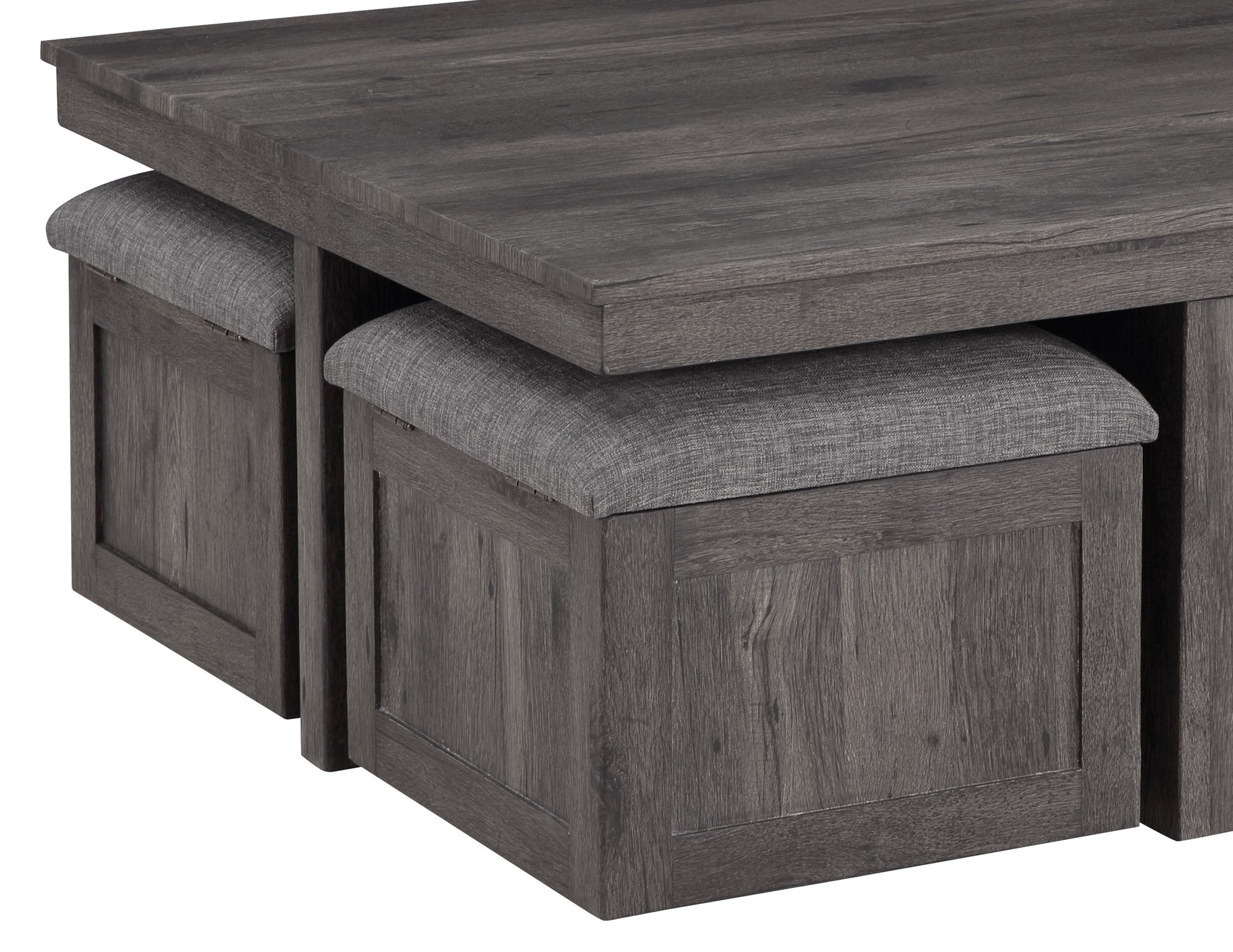 Rustic Brown Coffee Table with 4 Storage Stools