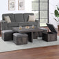 Moseberg 38" Rustic Wood Coffee Table with Storage Stools