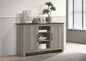 Nyla 47"W Gray Oak Console Table, Buffet Table, Sideboard with Shelves and Cabinet Doors