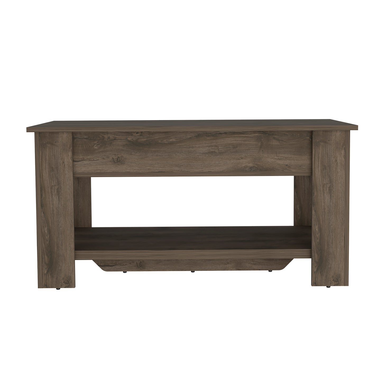 Brown Particle Board Storage Bench with Liftable Top for Living Room
