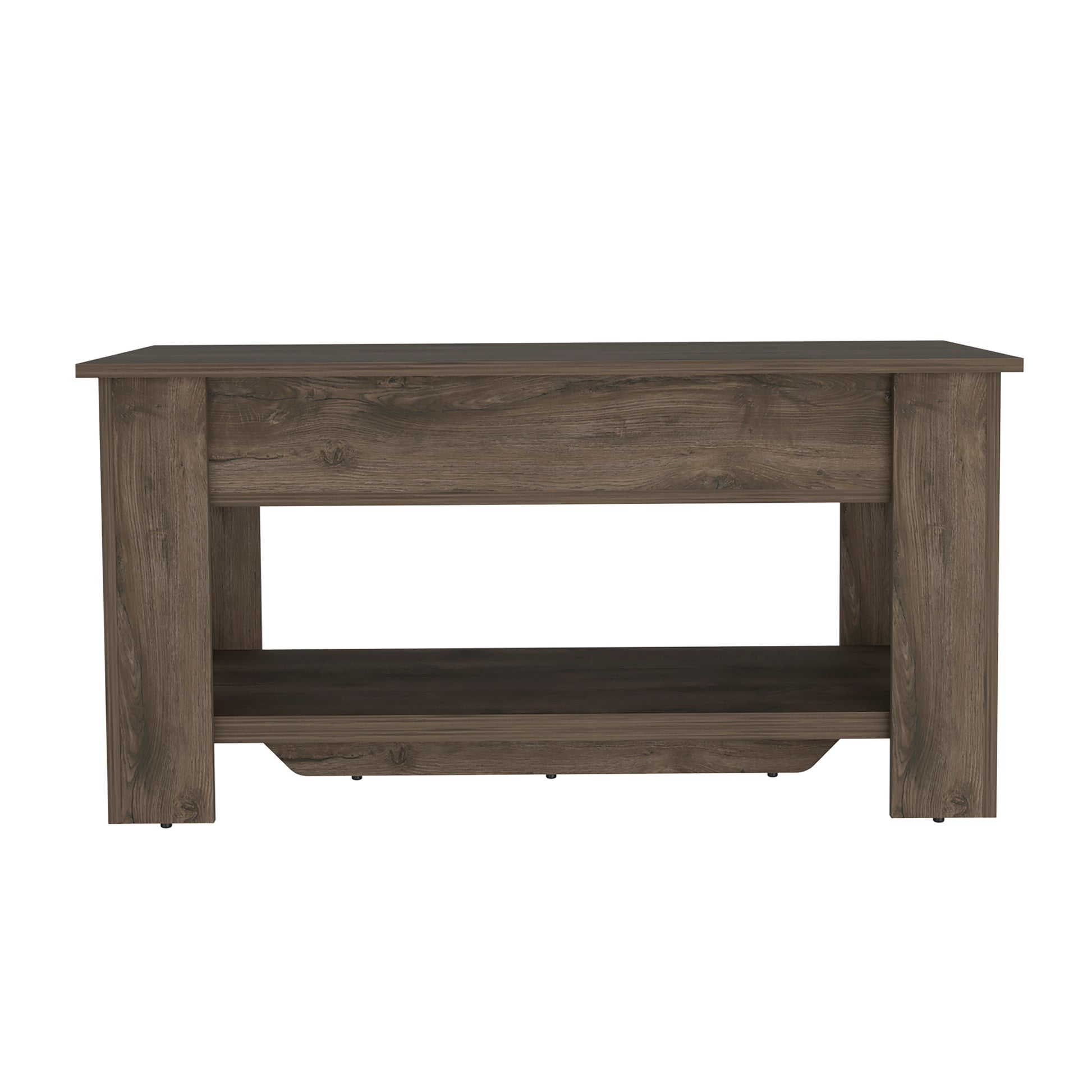Brown Particle Board Storage Bench with Liftable Top for Living Room