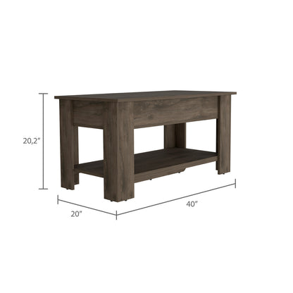 Brown Particle Board Storage Bench with Liftable Top for Living Room