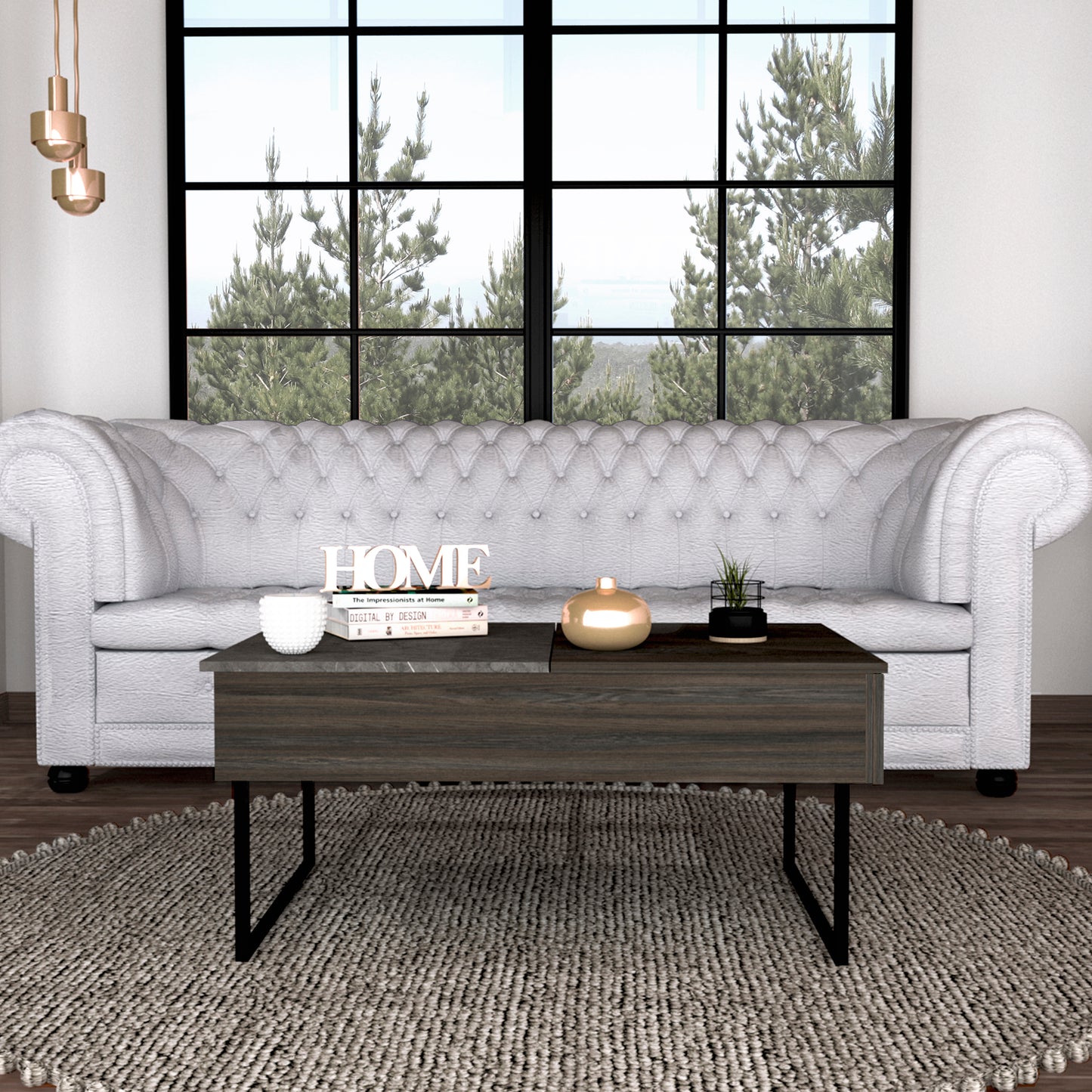 Westover Rectangle Lift Top  Coffee Table Carbon Espresso and Onyx