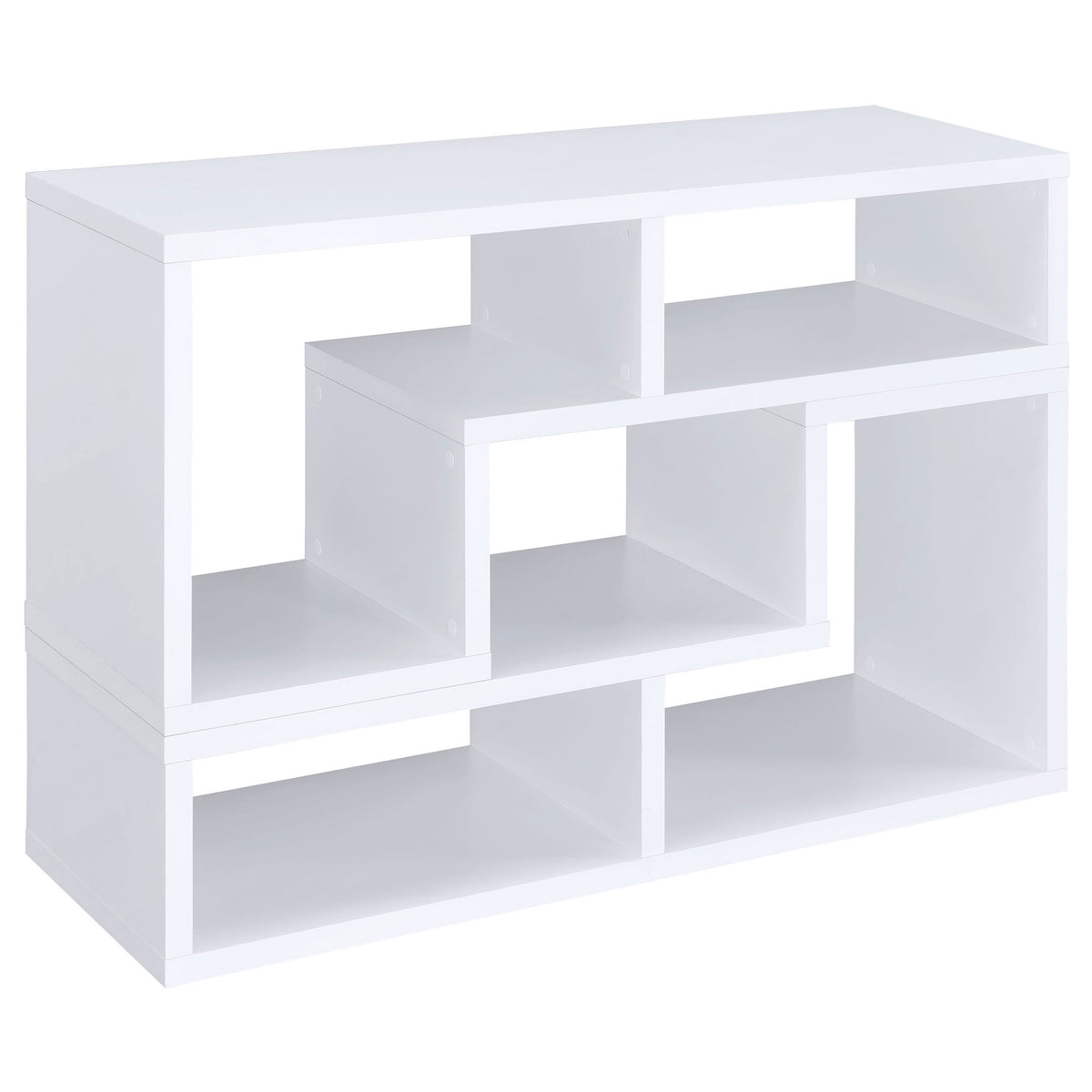 5-Shelf White Wood Bookcase - Office Display Shelving for Living Room