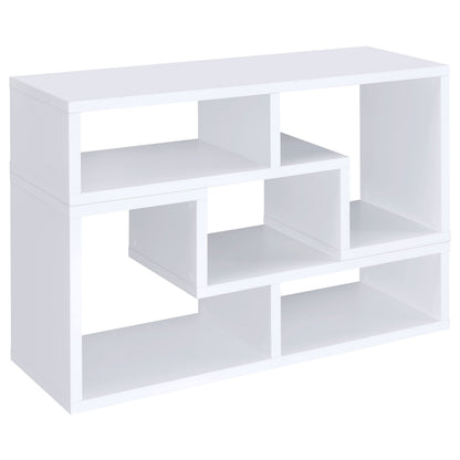 5-Shelf White Wood Bookcase - Office Display Shelving for Living Room