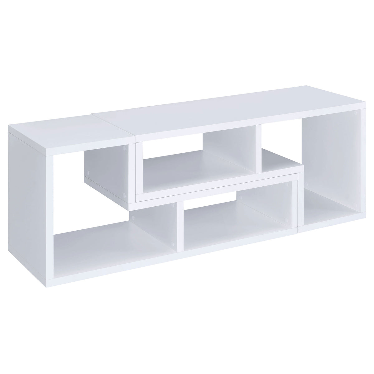 5-Shelf White Wood Bookcase - Office Display Shelving for Living Room