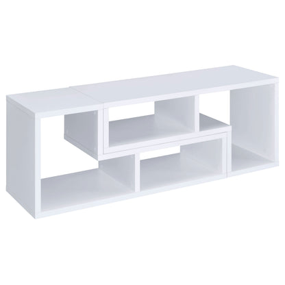 5-Shelf White Wood Bookcase - Office Display Shelving for Living Room