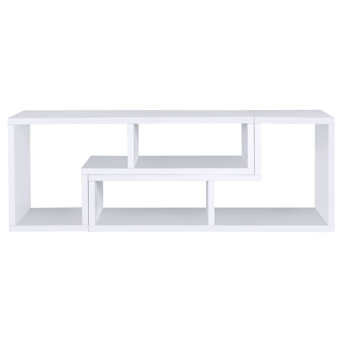 5-Shelf White Wood Bookcase - Office Display Shelving for Living Room